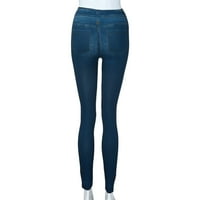 Traperice za žene Jeans Hlače Pocket Plus veličina Dužina Žene Fitness Tajice Denim Slim Leggins Ženske traperice Plava + S