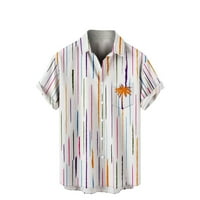 Zunfeo MENS majice - Ležerne tipke Stripe pripisano sa džepom pasplakiranje kratkih rukava majica s rukavicama narandžasta 8