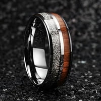 Vjenčani prstenovi muškarci žene srebrni volfram vjenčani bend drva i meteorit