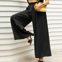 Ženske ležerne pamučne lapene pasove pantalone Ljeto High Squist Široko-noge pantalone sa džepovima
