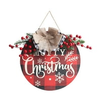 Sretan datum Dobrodošli znak za ulazna vrata, veseli božićni tisak šik dekor drveni prednji vrata potpisuju božićni ornament vijenac za ulazne kuće na otvorenom na otvorenom