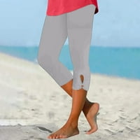 Simplmasygeni Ženske joge Capris Hunge hlače Trendy Clearence Plus Veličina Dame Ljeto Visoko struk Solid Color Capris Podudaranje tamnih ugradnje teretane hlače