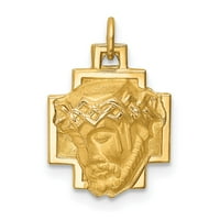 Jewels 14k žuti zlatni šuplji polirani satenski mali Isusov medalji