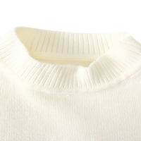 Dječji džemper pulover pune boje pletene džempere dugih rukava vanjska posada za vrat pletiva za zupčevine bijele 4