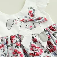 Ljetne dječje djece za djecu Uskršne podudaranje odjeće Flyne rukavi zečji print cvijet Bowknot BodySuits