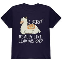 Jednostavno volim LLAMAS OK Slatka mladena majica Navy Ylg