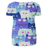 Ženska boemska visoka mahuna majica za žene Ležerne prilike za majicu Sažetak DnevniAwer Cat tiskani modni pulover