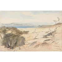 Edward Lear Crni moderni uokvireni muzejski umjetnički ispis pod nazivom - Mrtvo more i april 1858. godine