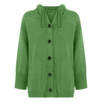 50% popusta za čišćenje ženske vunene džemper kardigan čvrste boje jedno-grudni džep s kapuljačom toplim pletenim džempornim vrhom