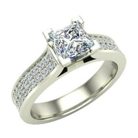 SOLITAIRE Diamond Angažman prstenovi za žene Princess Cut Diamond Ring 1. CT TW 18K bijelo zlato
