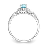 10k bijeli zlatni švicarski plavi topaz i pravi dijamantni prsten