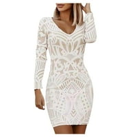 Luiyenes bijeli midi suknja V-izrez Novo haljina ljetnog stila