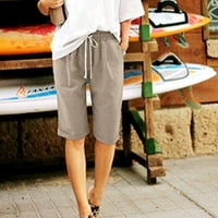 Ženski povremeni pamučni elastični struk posteljina kratke hlače za crtanje ljeto plaža modna casual