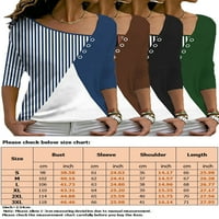 Capreze Striped Pulover majica za žene Loose V izrez Loungewear Spesicnička blusa Tunika Crna 2xL