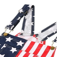 Ženske muške patriotske američke zastave Traper BIB Ukupne kratke hlače Podesive kaiševe sa džepovima