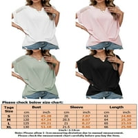 Bomotoo Žene TEE V rect majica kratki rukav majica obični ljetni vrhovi Radni tunik Bluza Pink XL