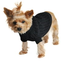 Džemper za pse za kabl pletena doggie dizajn - Jet crni 3x-veliki