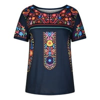 Solacol Womans Ljetni vrhovi vrhovi i bluze za ljetnu modnu ženu kauzalni okrugli vrat za ispis bluza