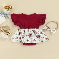 Kiapeise Newborn Baby Girls Ljeto odijelo Ruffle Fly rukava ROMPER RIDDYYSUIT BOWKNOT haljina-nalik