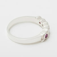 Britanci napravio je 14k bijelo zlato prirodno rubin i kubični cirkonijski ženski prsten - veličine opcija - veličine za dostupnost