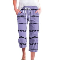 Oalirro pantalone za crtanje za žene obrezane pantalone široke noge pantalone za žene džep ljubičaste