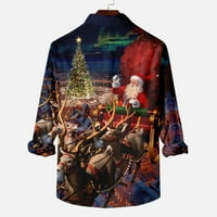 Košulje za muškarce Partwwown Dugi ruktike Plaža Santa Claus Print Cardigan Cleaming Wine XL