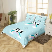 Manfei Slatka Panda Duvet Set Twin Veličina Rainbow Cloud Cloud Star Print Posteljina za djecu Dječji Djevojci Djevojke DECOR DECOR LJUBAV LJUBAV KONSTORTER POKLOPAC