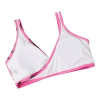 Ženski kupaći kostimi Tummy Control Cut-out bikini kratki rukav plaža A-line kravata Pink L