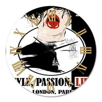 Art Designart 'Style Passion Life Fashion Girl VIII' Vintage Zidni sat u. Širom unutra. Visoko