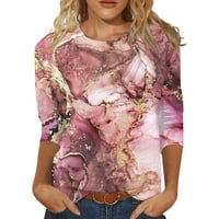 Ženska casual modni print okrugli vrat Troje četvrtina majica rukava na prodaju xl ljubičasta