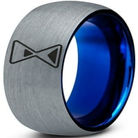 Volfram vremenski kapsula Sand San San Sat Stakleni prsten za prsten za muškarce Žene Udobne cipele Plava Dome Brušeno sivo Polirano
