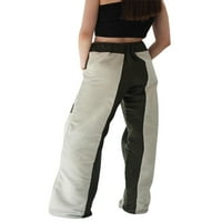Eyicmarn ženske vrećaste gaćice, trendi niski struk kontrastni patchwork labavi široki hlače za noge