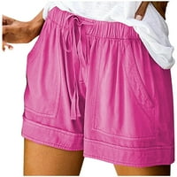 Finelylove biciklističke gaćice sa džepovima za ženske kratke hlače za žene visoki struk na otvorenom na otvorenom, čvrsta vruća ružičasta 5xl