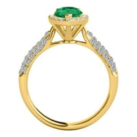Aonejewelry ct. Smaragdni prsten u obliku dijamanta TTW i kruške u 10K žutom zlatu