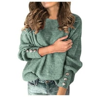 Pad džempera za žene prevelizirani džemperi za žene modni pulover u boji okrugli vrat topli džemper s dugim rukavima plavi 4xl
