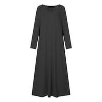 Plus veličina haljina za žene V izrez dugih rukava Split Maxi duga haljina casual labavi pad proljeće dnevno odijevanje odmora