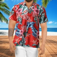 Hanxiulin Muške proljeće Ljeto Ležerno cvjetno havajska plaža Tropsko casual Dugme Down majice kratkih