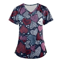 Ženski ljetni vrhovi modni vrat s kratkim rukavima s kratkim rukavima s džepovima ispisanim vrhovima bluza s