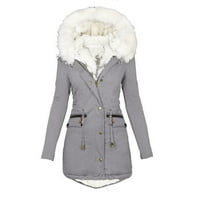 Zimski kaputi za ženske pamučne jakne s kapuljačom Sport dnevni ženski kaputi siva veličina XL