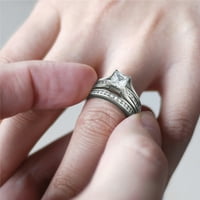 Njegovi i njeni vjenčani prstenovi setovi od nehrđajućeg čelika Princess CECt vjenčani zaručni prstenovi i odgovarajući vjenčani traku sa četkicom
