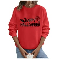 Ženska dukserica Halloween grafički tiskani s dugim rukavima slatke dukseve labavi pulover