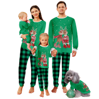 Porodica koja se podudara sa božićnim pidžamima Set Reindeer Green Buffalo plaćene veličine ispisa za