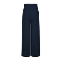 Ženske hlače Ljeto Visoko stručni pantalone sa visokim strukima Pleted prednja čvrsta boja Flowy odijelo Trendi ured