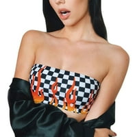 Seksi modni ženski plamen tenk za ispis prsluk vest Halter rešetke plairane bluza Wyongtao Clearence