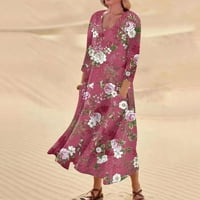 Feterrnal ljetna haljina za žene Ležerne prilike tiskane udobne modne otiske duljine rukavce džepne haljine za žene
