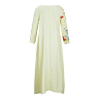 Tunika haljina za žene modni casual casual dugi rukav V-izrez cvjetni ispis nepravilna duga haljina