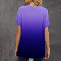 Voncos Womens Tops Novi dolasci - Ženska modna udobna casual okruglica kratkih rukava s kratkim rukavima Top bluza Purple 4