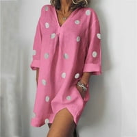 Haljine za žene plus veličine modni ženski proljetni i ljetni casual obruču srušeni rukav s tri četvrtine rukava ružičasta