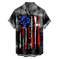 4. jul Havajska majica za muškarce T-majica tipke Lapel Top kratkih rukava Tee Laise bluza MENS Retro