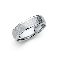 Dragulji LU 14K bijelo zlato Čvrsta čekić tradicionalni klasični komforni fit vjenčani prsten veličine